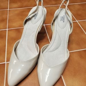 Avon Cushion Walk Pink Beige Sling Heels